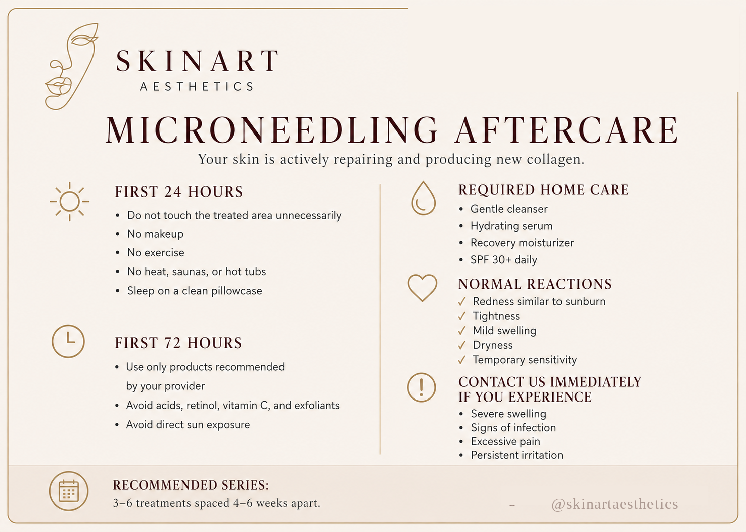 Microneedling Aftercare instructions card