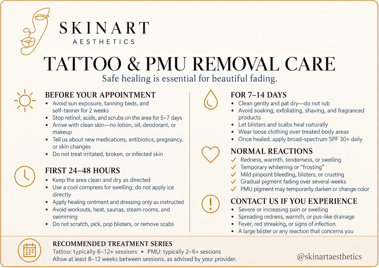 Tattoo & PMU Removal aftercare card